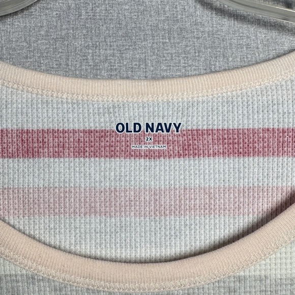 Old Navy Shirt Womens 2X Multicolor Stripe Long Sleeve Thermal Waffle Knit Top - Picture 3 of 8